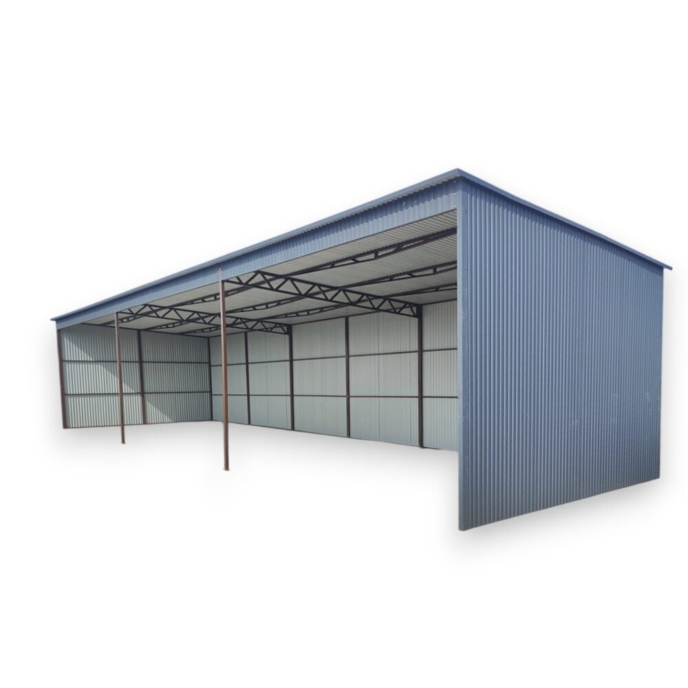 Wiata garażowa z blachy trapezowej 15x6