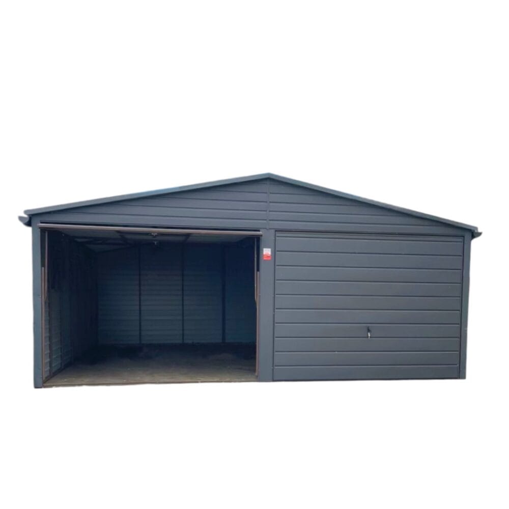 Garaż blaszany Premium dwuspadowy 7x6 podwójny, dwie bramy uchylne 325x205 - Image 3