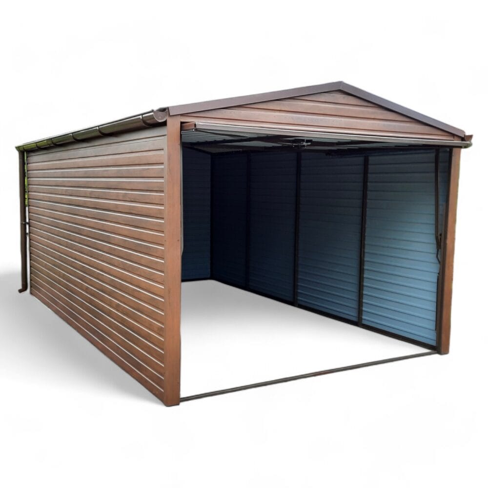 Garaż blaszany Premium dwuspadowy 3×5.5 orzech - Image 2