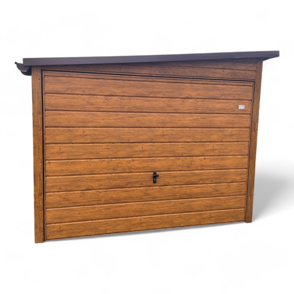 Garaż blaszany Premium 3×6 spad na lewo drewnopodobny - Image 2