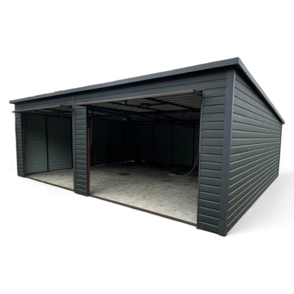 Garaż blaszany Premium dwustanowiskowy 7×6 bramy uchylne - Image 4