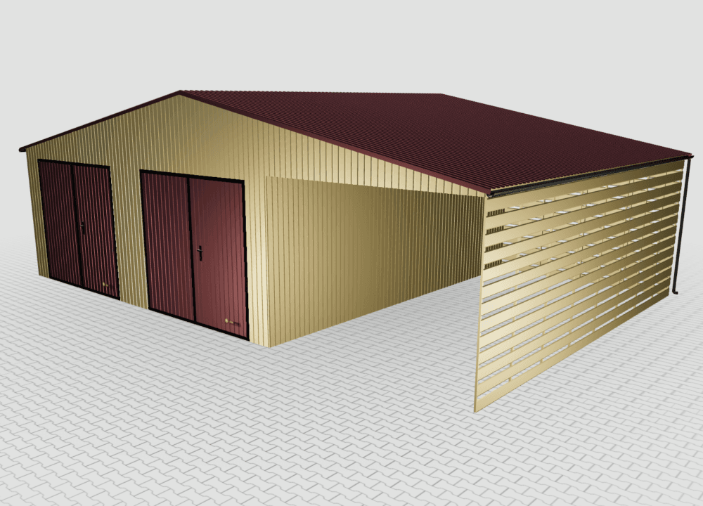Hala magazynowa z blachy trapezowej 12x8 z wiatą brama 280 cm - Image 2