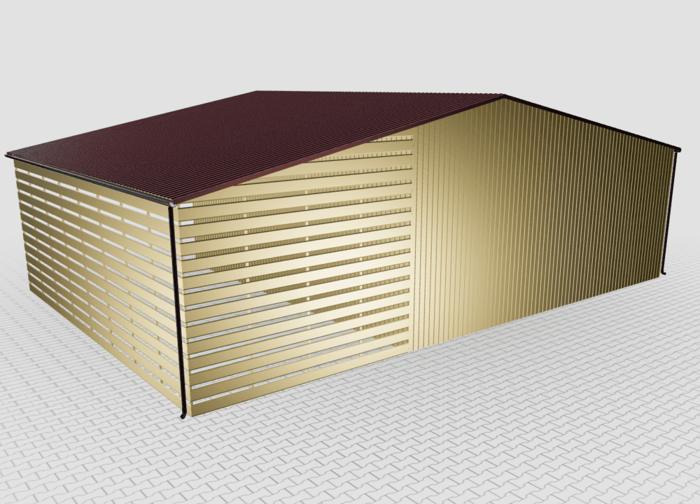 Hala magazynowa z blachy trapezowej 12x8 z wiatą brama 280 cm - Image 3