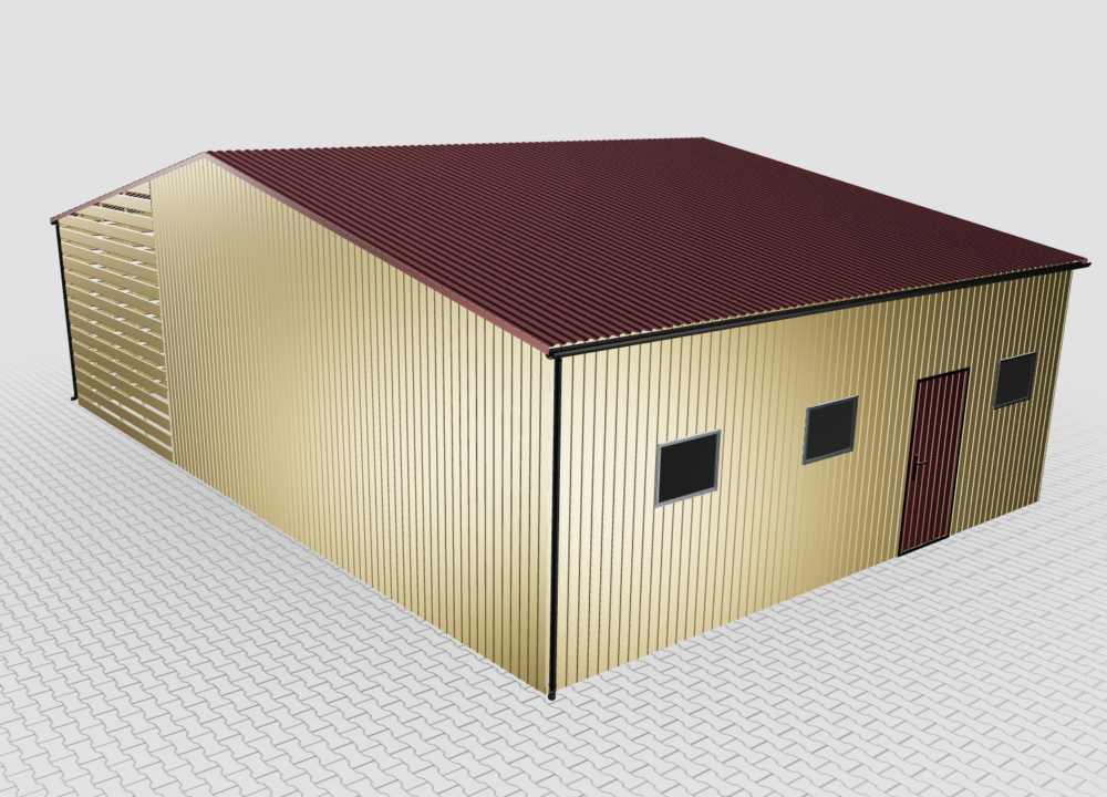 Hala magazynowa z blachy trapezowej 12x8 z wiatą brama 280 cm - Image 4