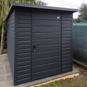 Záhradný náradiový domček 2×3 grafitové jednolistové dvere