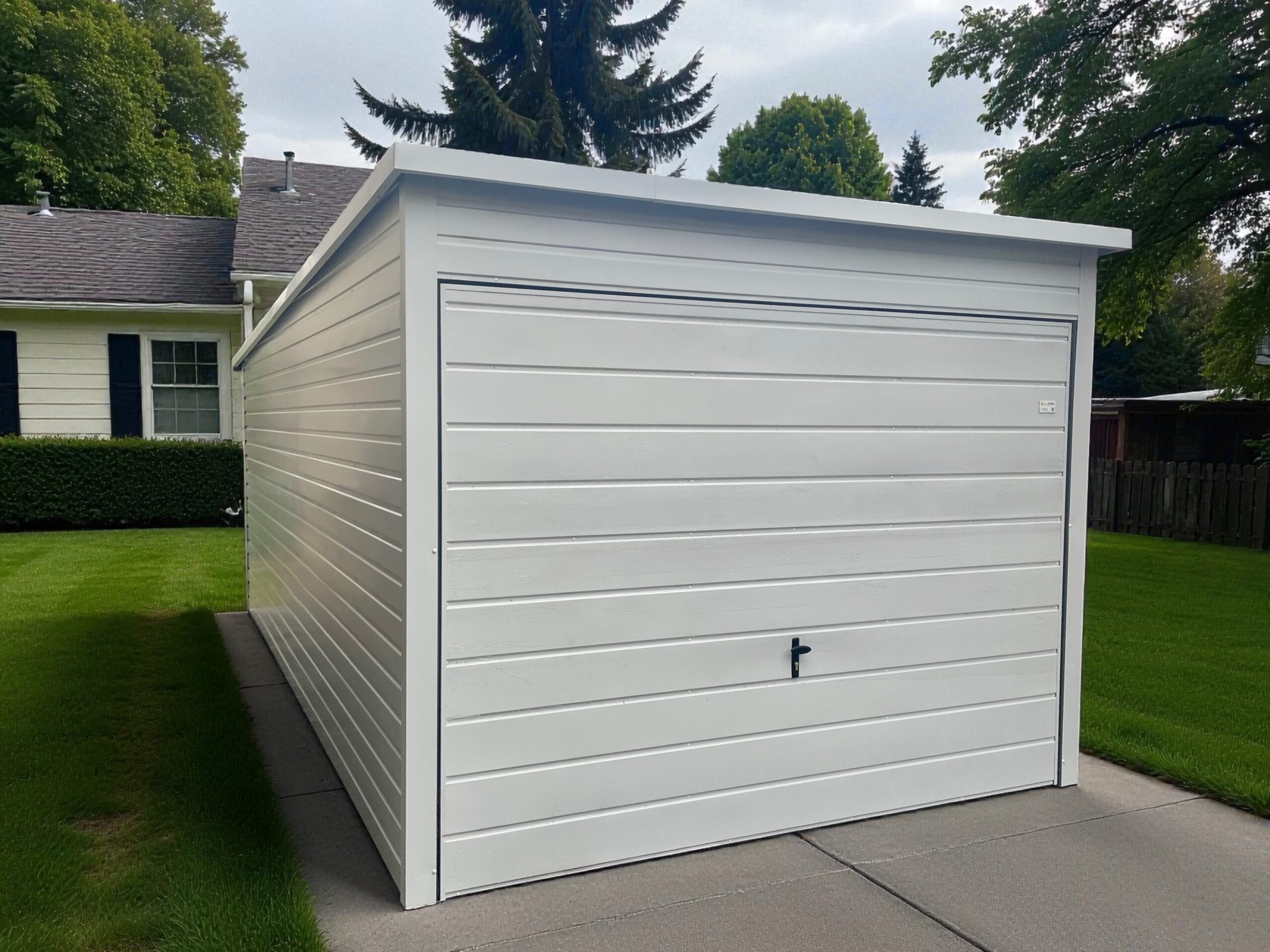 Garaż blaszany Premium 3×6 jednospadowy brama uchylna