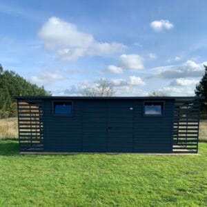 Záhradný náradiový domček 7 x 3,5 dva drevené prístrešky