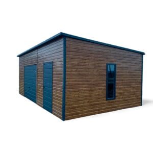 Prémiová kovová garáž 8×6 drevená závesná brána