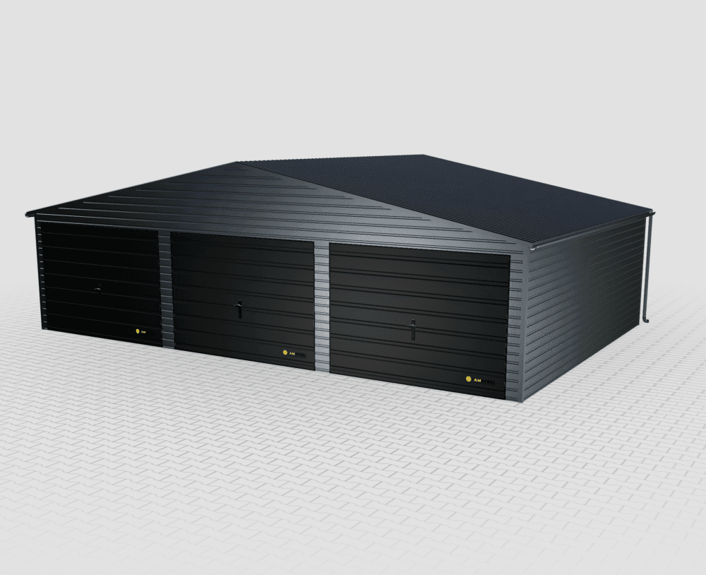 Garaż blaszany Premium dwuspadowy 9×5 trzystanowiskowy