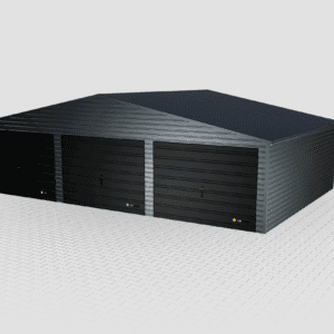 Prémiová štítová kovová garáž 9×5 pre tri vozne