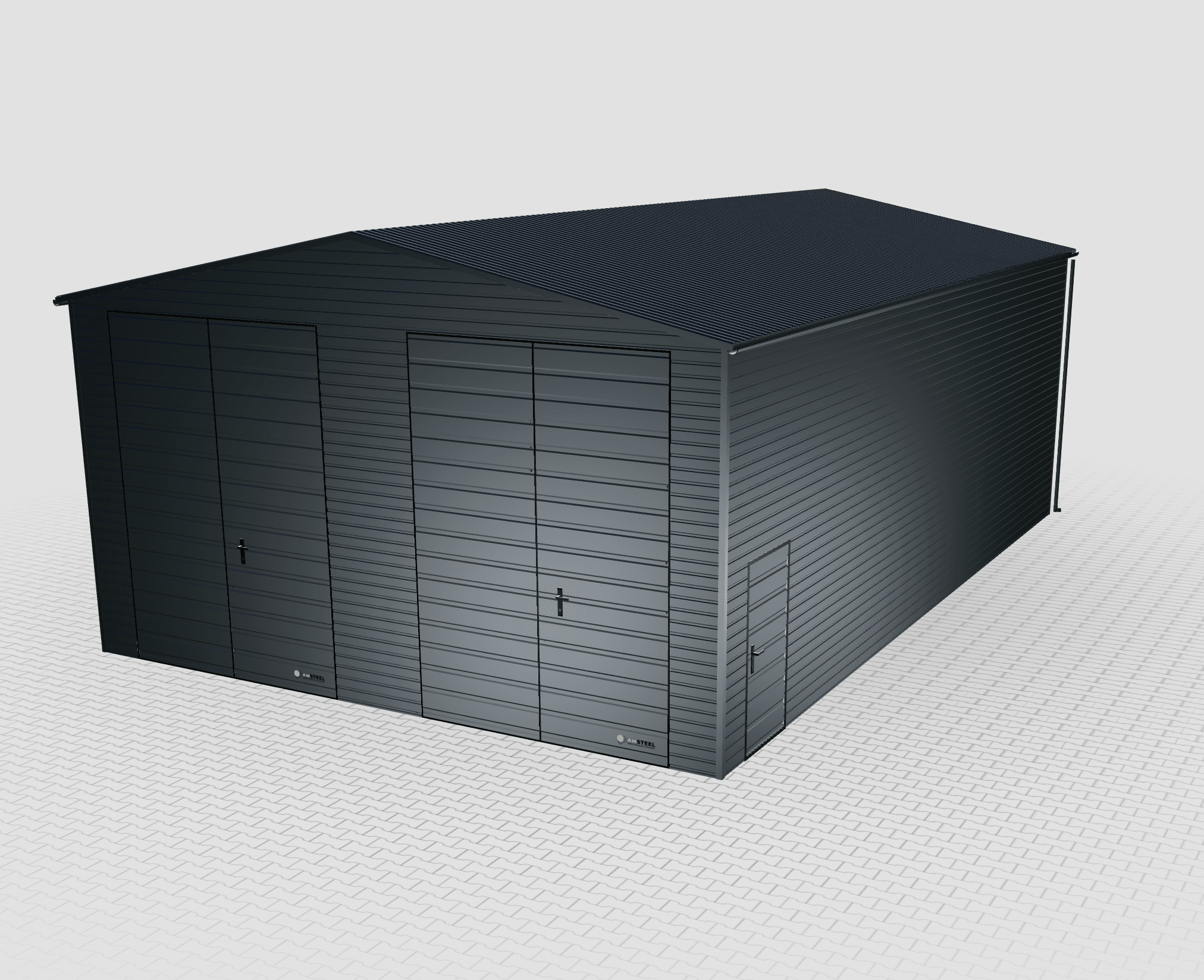 Prémiová plechová garáž s štítom 8x12