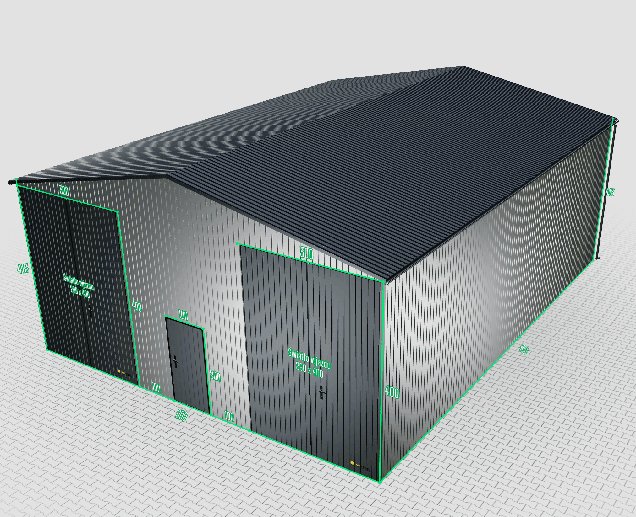 Skladová hala z trapézového plechu 5x12 sedlová strecha (Kopia) – Obrázok 2