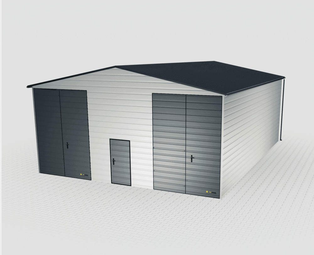 Garaż ocieplany z płyty warstwowej 9x12 biały