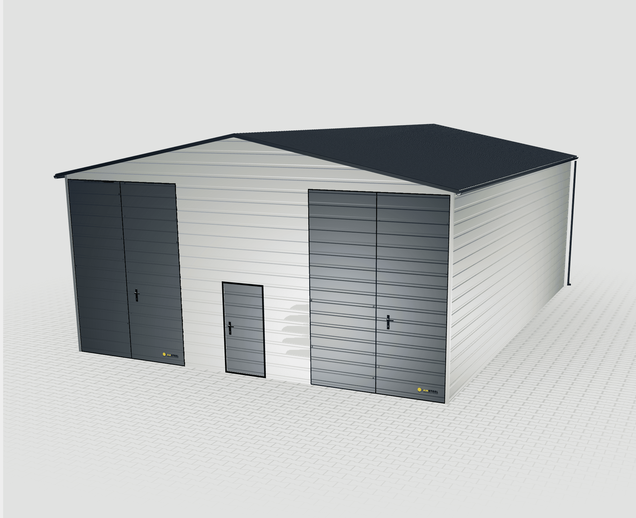 Izolovaná garáž z sendvičového panelu 9x12 bieleho