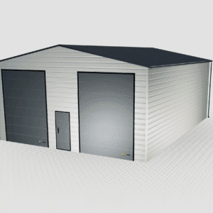 Izolovaná garáž z bieleho sendvičového panelu, 9x12, 2 sekčné dvere