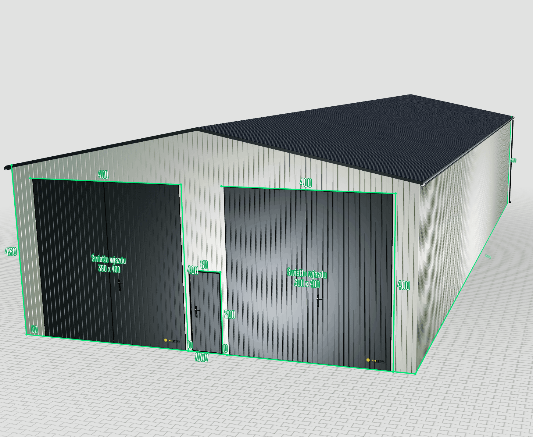 Skladová hala 10x24 vyrobená z lichobežníkovej plechovej štítovej strechy – Obrázok 2