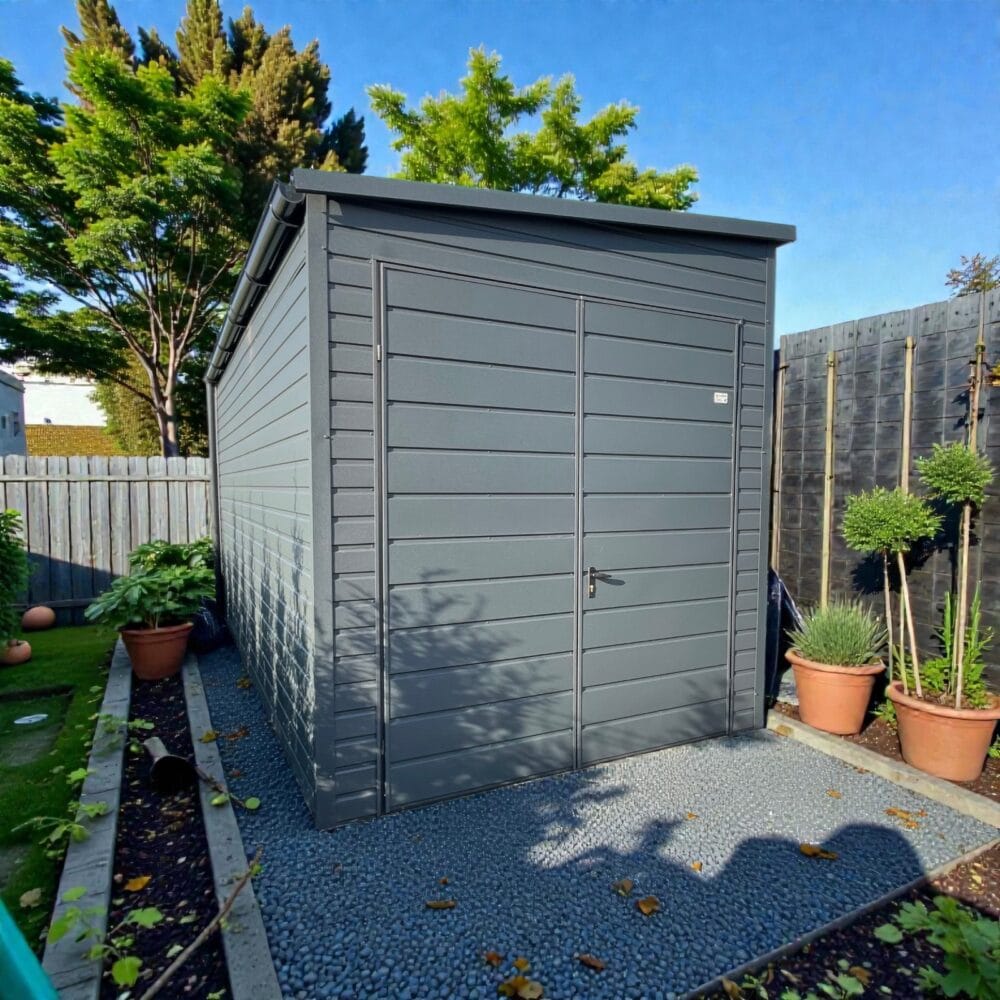 Plechová garáž Premium 3,5x6 m sklon strechy na ľavú stranu dvere 3 m