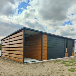 Plechová garáž Premium 8×5 m s výklopnými bránami