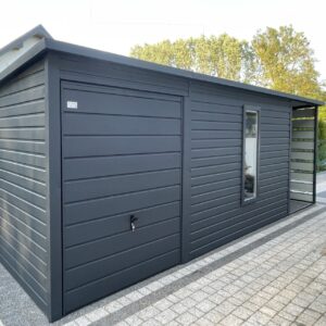 Plechová garáž Premium 6 × 4 m v grafitovej farbe